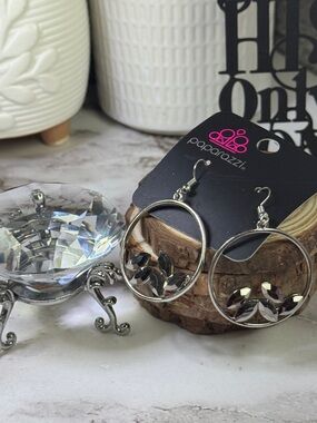 paparazzi Silver Faceted Crystal Hoop Earrings